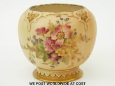 Royal Worcester blush ivory vase decorated with flowers,