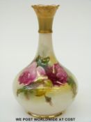 Royal Worcester pedestal vase hand decorated with roses,