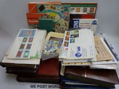 A box of all world stamps comprising albums, stockbooks, Jersey & other covers, PHQ cards,