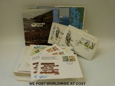 A bag containing stamps from the Faroe islands, including first day covers,