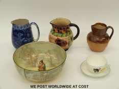 A Royal Doulton Seriesware Rosalind pedestal bowl, Shelley jug,