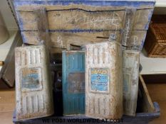 Ten vintage French petrol cans 