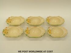 A set of six Clarice Cliff Bizarre grapefruit bowls with signature mark to base 'Bizarre by Clarice