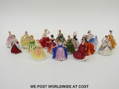 Sixteen Royal Doulton M series Pretty Lady figurines