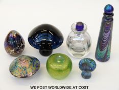 A collection of art glass including Okra