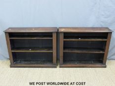 A pair of 19th Century rosewood low bookcases with dog tooth adjustable shelving (H75xW94xD25cm)