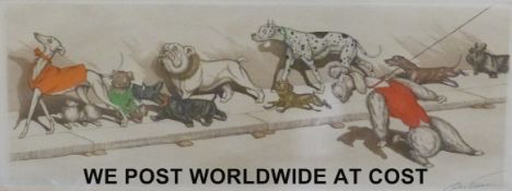 Boris O'Klein set of 12 signed humorous dog prints,