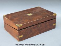 A 19thC brass-bound and inlaid rosewood writing slope (W32xD22xH12cm)