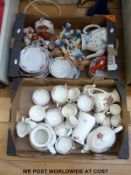 Two decorative tea sets by Myott in the Bonnie Dundee pattern, Tuscan china, figural candlesticks,