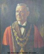 Late 19th/ early 20th century oil on canvas of a man in mayoral robes,