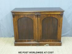 A 19thC rosewood chiffonier or collector's cabinet with an arrangement of thirteen brush slide