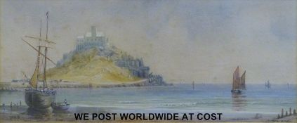 A 19thC/early 20thC watercolour St Michaels Mount or similar island,