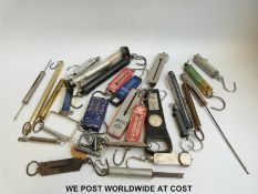 A collection of pocket and similar spring balances,