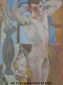 Cornelius McCarthy gouache of male nude signed and dated lower right 02 (35cm x 24cm)
