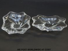 Two Baccarat Crystal dishes each with etched marks to base, largest 19cm in diameter.