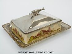 Royal Winton sardine dish with plated mounts and fish finial to the lid
