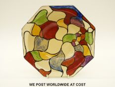 Clarice Cliff Bizarre octagonal bowl hand decorated in an abstract design (diameter 24cm)