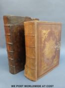 A leather bound clasp Family Bible (1861) together with Fiddes's Divinity (vol 1).