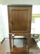 A mahogany pot cupboard with protective glass top (H79cm x W38cm x D34cm)