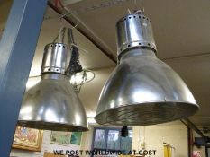 Two retro industrial hanging ceiling lights,
