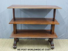 A Victorian mahogany metamorphic buffet/side table the top formed of three pieces,
