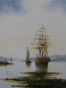 Ken Hammond oil on canvas of a sailing ship,