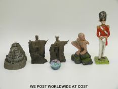 A collection of Peter Jackson Lord of the Rings figures/models and a porcelain Grenadier Guard