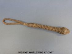 A braided cosh/whip by repute carried by a doctor in County Durham when he visited miners at work