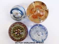 Four Caithness, Selkirk and other glass paperweights,