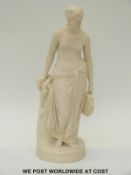 Copeland Art Union of London parian figure of a semi nude figure holding a tambourine (45cm tall)