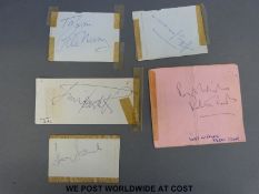 Six autographs, Peter Cook, Dudley Moore, Jimmy Tarbuck, Harry Secombe,