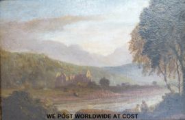 A 19thC oil on board with script verso 