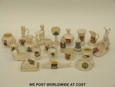 A quantity of crested ware including Goss,