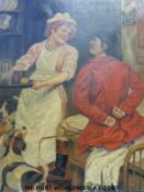 Fran Wreglesworth pair of early 20thC oil on canvas of huntsmen and family,