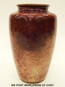 Ruskin high fired ovoid vase with flambé crimson glaze, impressed Ruskin pottery and 1910 to base,