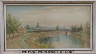 R Allam three watercolours of the Severn at Gloucester,