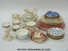 A collection of mainly Minton porcelain including cabinet cups and saucers,