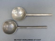 Two c18thC / 19thC pewter spoons,