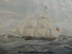A coloured engraving, 'The Samuel Enderby' British sailing ships,