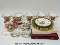 A collection of ceramics including limited edition Caverswall loving cups, some boxed, Coalport etc.