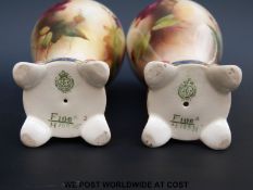 Royal Worcester pair of vases hand-decorated with roses,