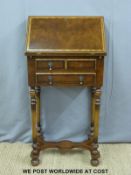 A mahogany continental style bureau with crossbanded detail,