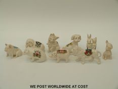 Nine crested ware ceramic animals to include Carlton china pig Hull, City of London pig,
