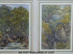 Attributed to Helen Wilkie pair of watercolours 'On the Lyd' and 'Lydford Bridge, Devon',
