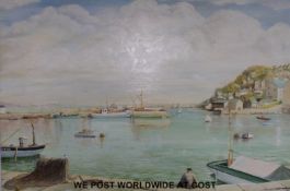 Alan England oil on board Brixham Harbour (49 x 75 cm)