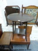 An inlaid table, commode,