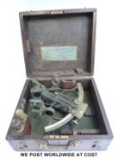 A cased 19th/ 20thC brass sextant by Dobbie McInnes Ltd, 39 Castle Street, Liverpool,