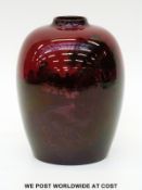 Royal Doulton flambe vase decorated with a cottage scene (19cm tall)