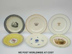 A collection of plates including three Spode examples from the Worlock collection,