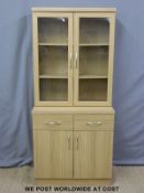 Light oak display cabinet (H178cm x W80cm x D40cm)